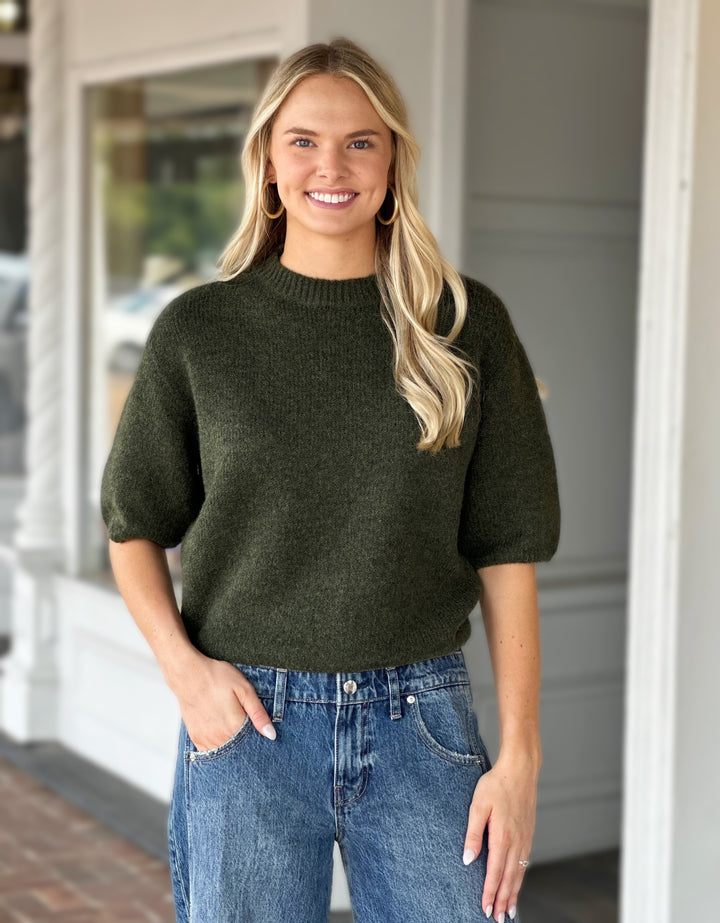 Charlie B Balloon Sleeve Sweater in Spruce