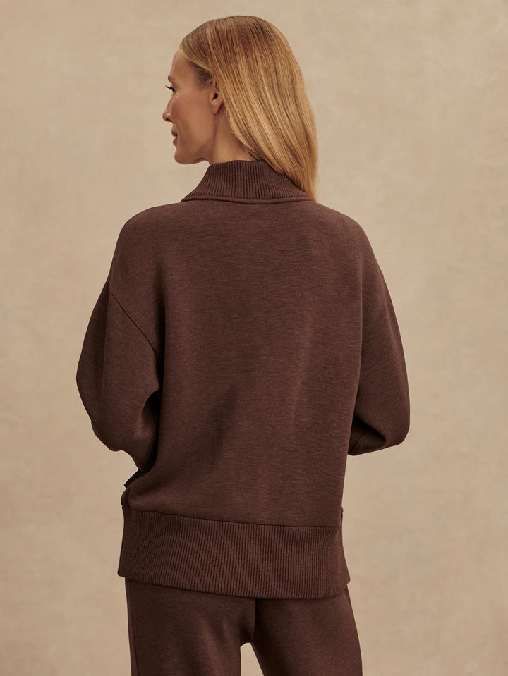 Varley Sally Half-Zip Sweat in Coffee Bean Marl