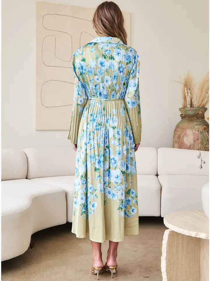 Olive Floral Midi Dress