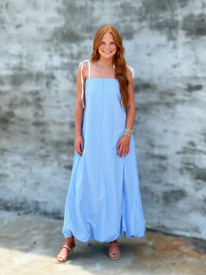 This Is How It Goes Dress in Blue Stripe