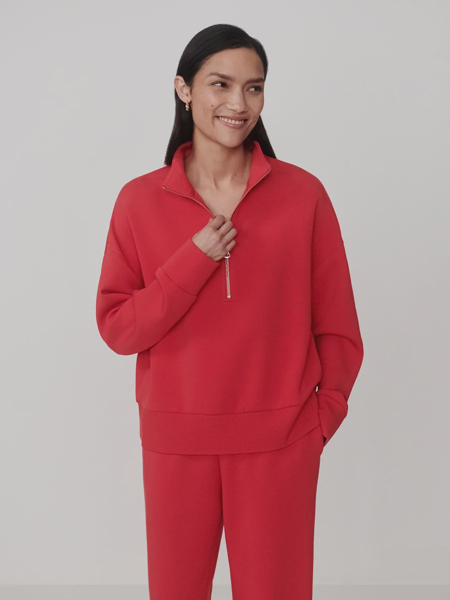 Varley Mavis Mock Neck Sweat in Pink Begonia