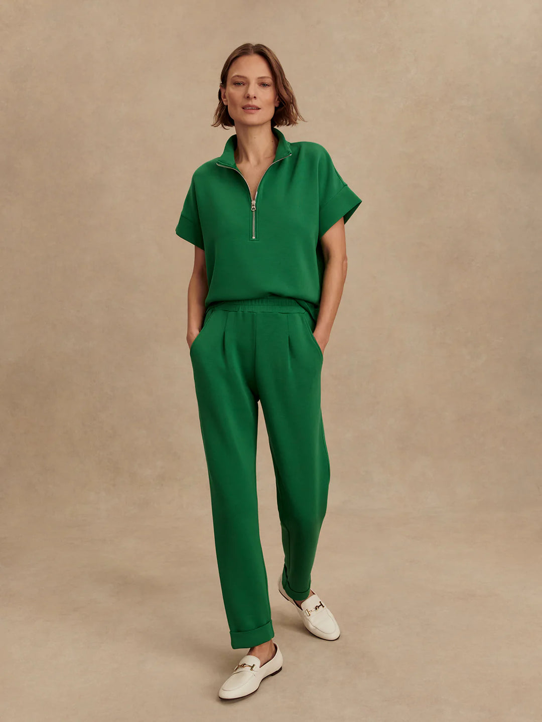 Varley Ritchie Short Sleeve Sweat in Verdant Green