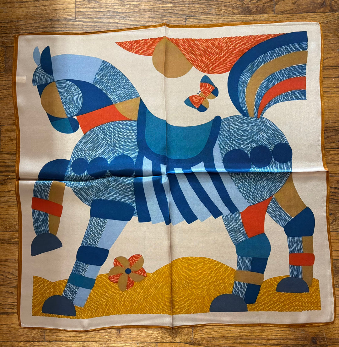Multicolor Horse Silk Scarf