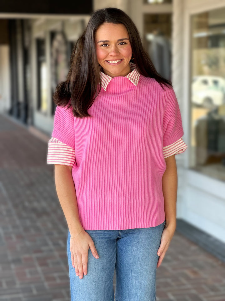 Pink Mock Neck Sweater