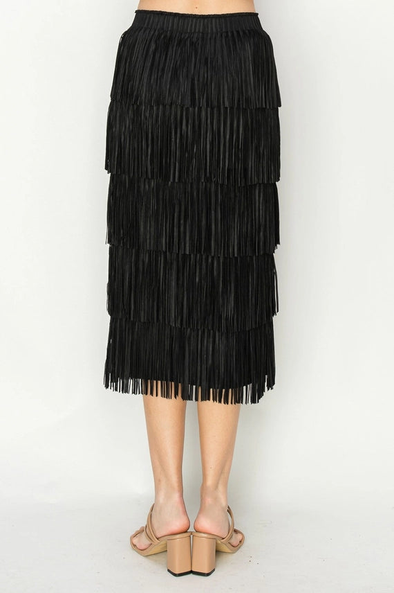 Jayleen Fringe Skirt in Black