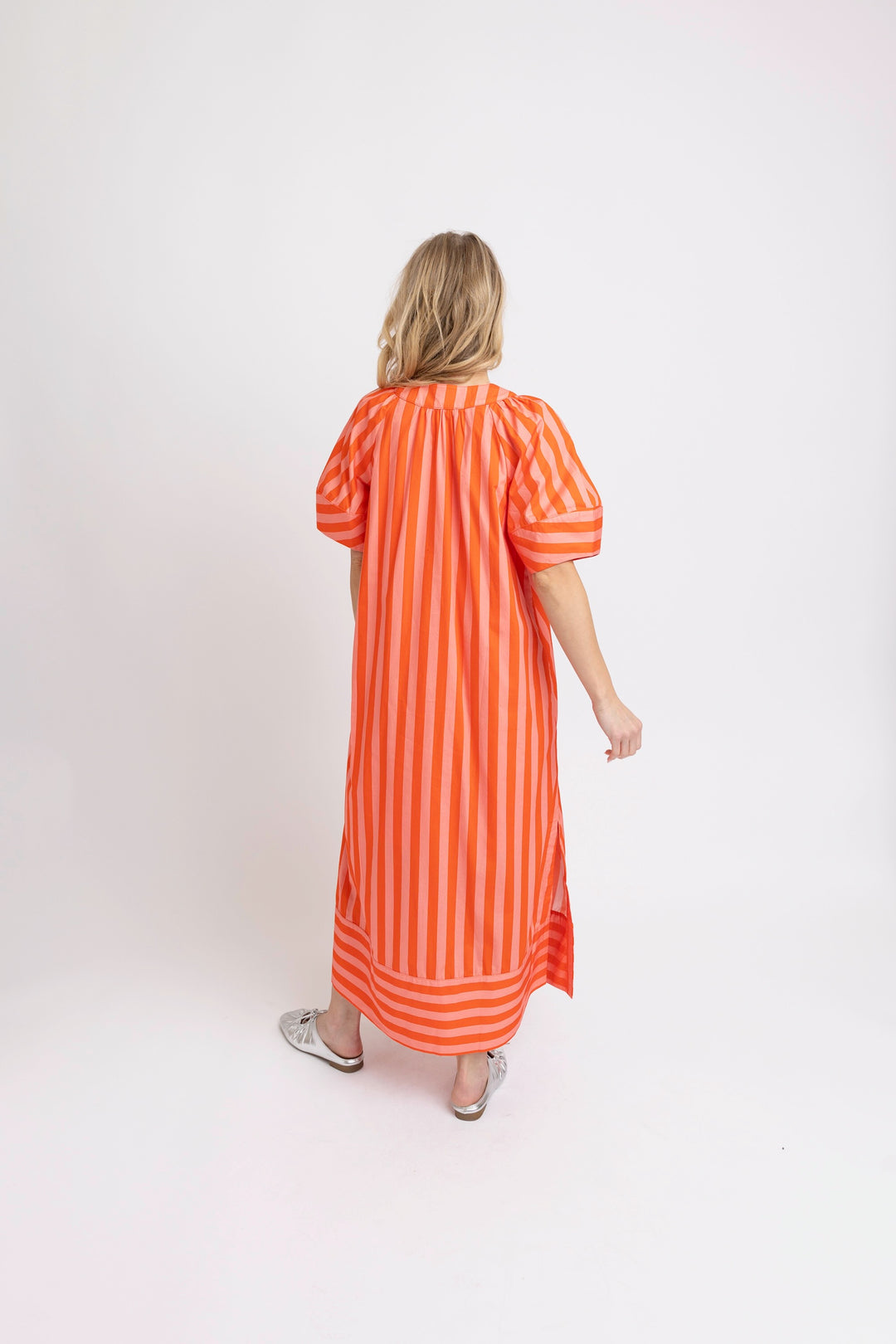 Coral V-Neck Maxi Dress