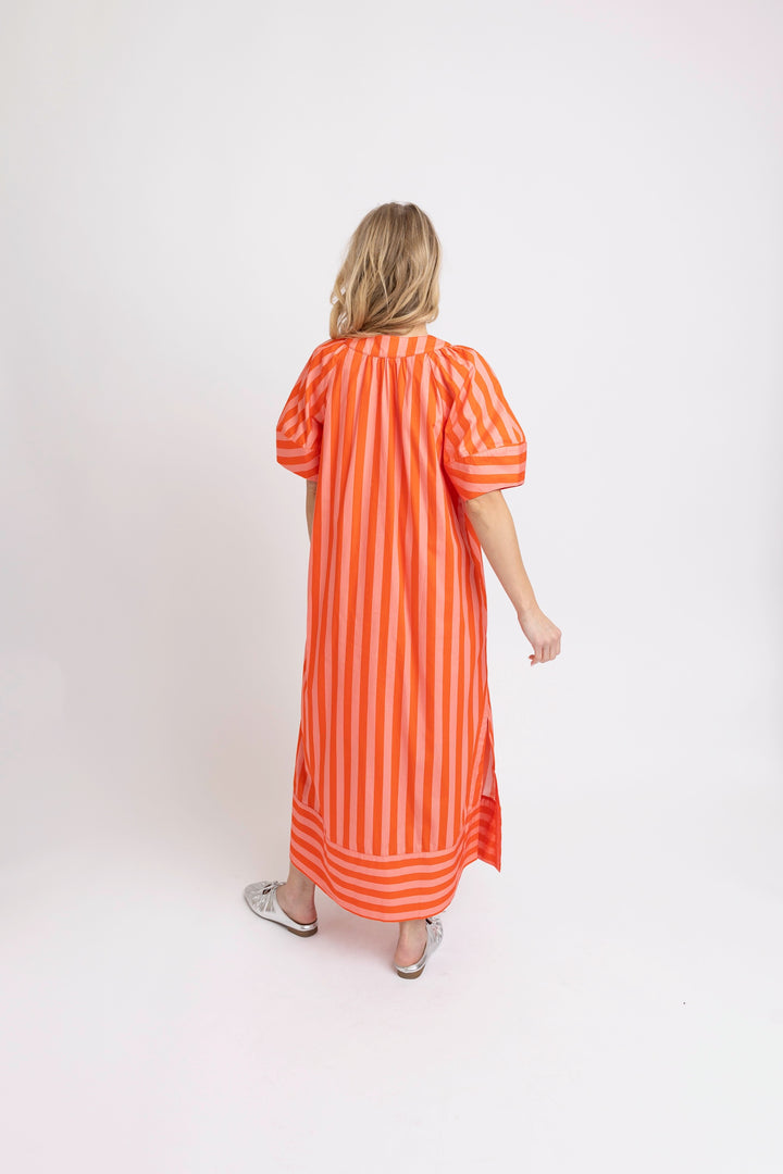 Coral V-Neck Maxi Dress