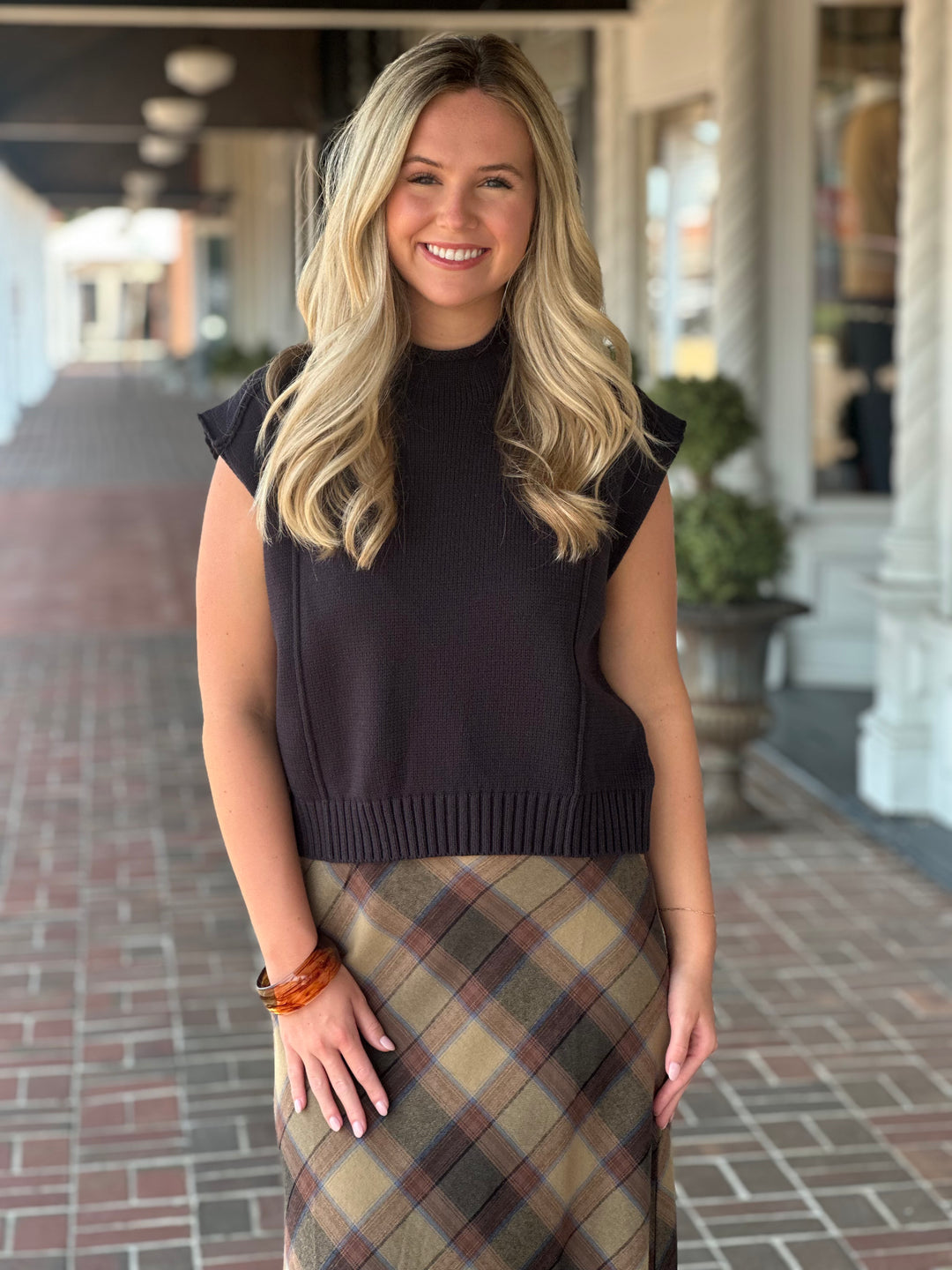 Midnight Mock Neck Knit Top