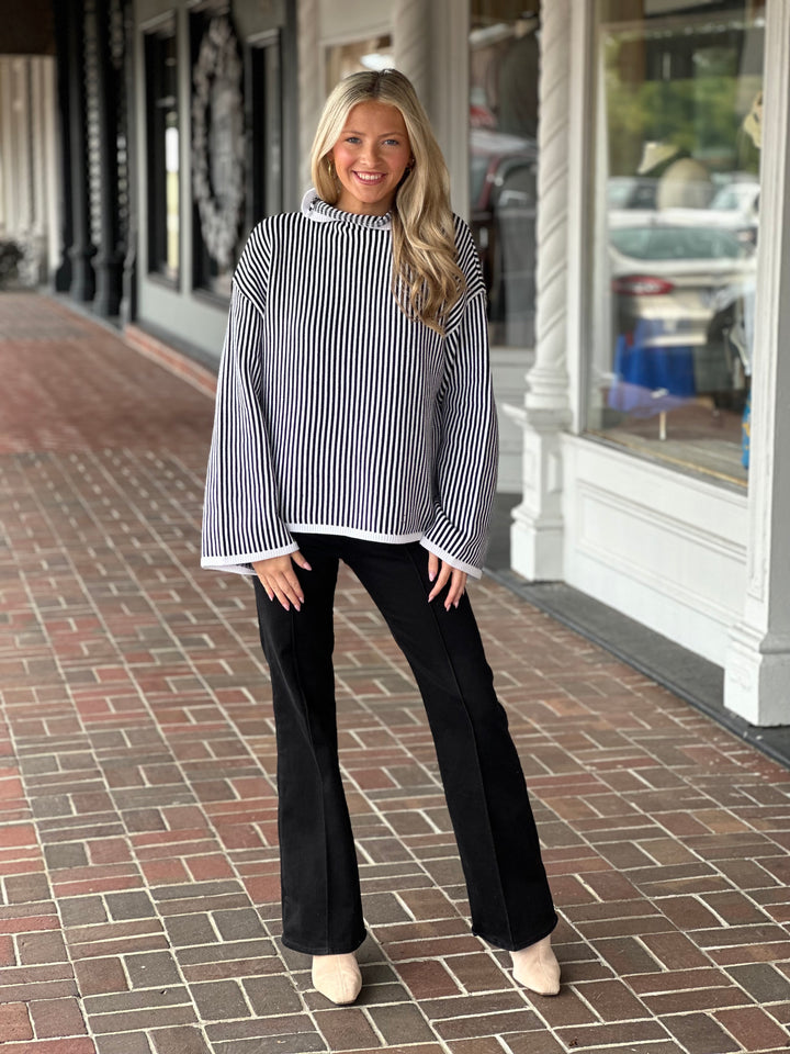 Chic Black Stripe Sweater
