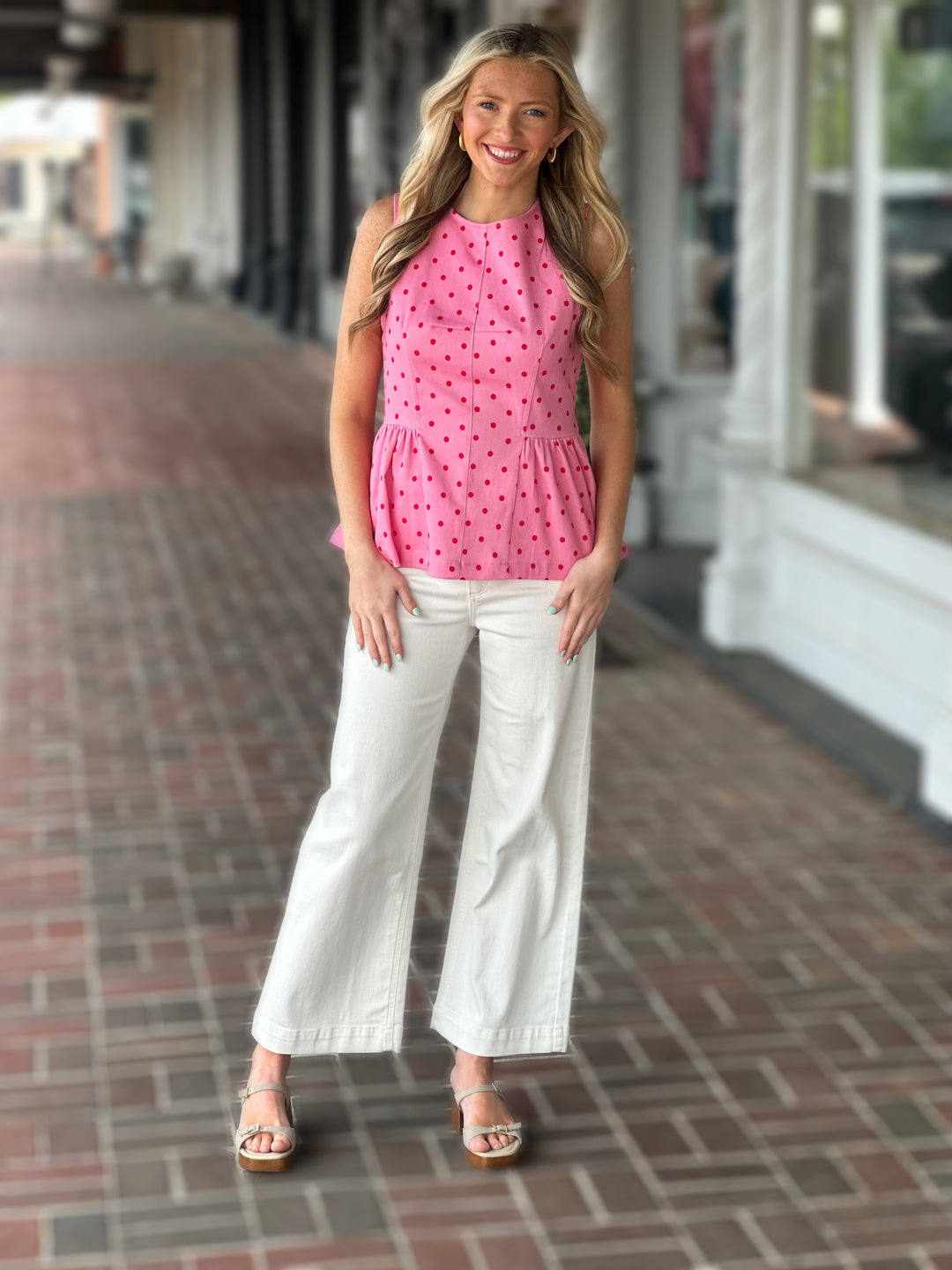 Pink Polka Dot Top