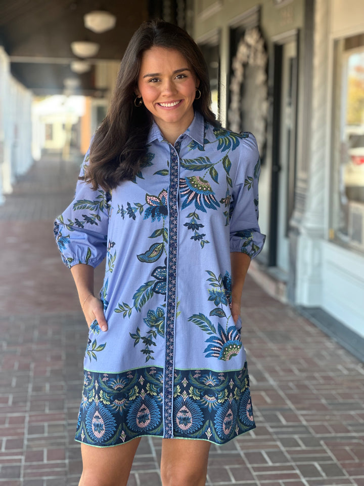 Ava Dress in Periwinkle Mosaic