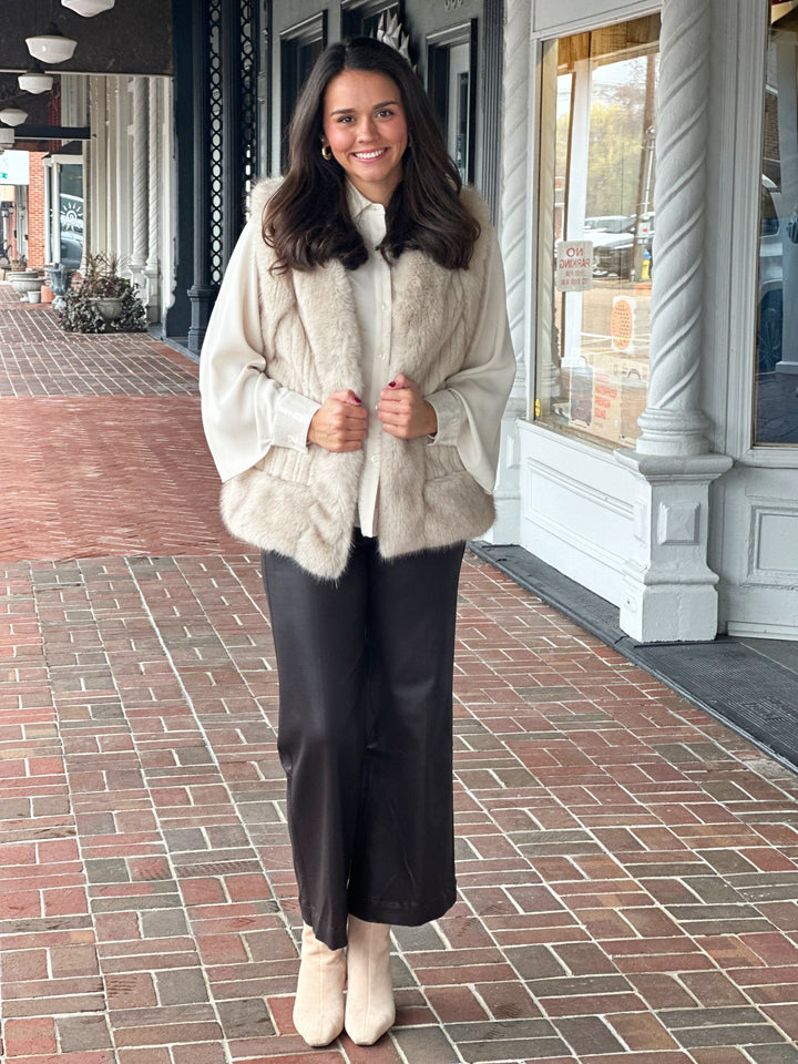 Ivory Faux Mink Fur Vest