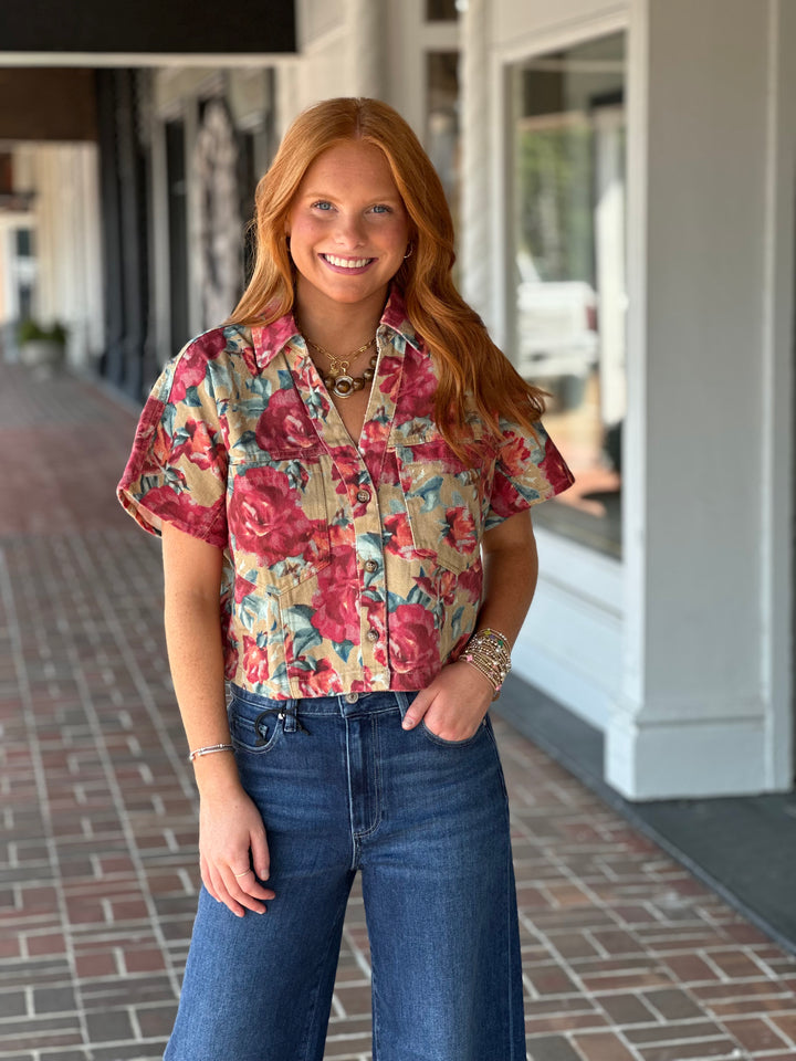 Worth Keeping Brown Floral Top