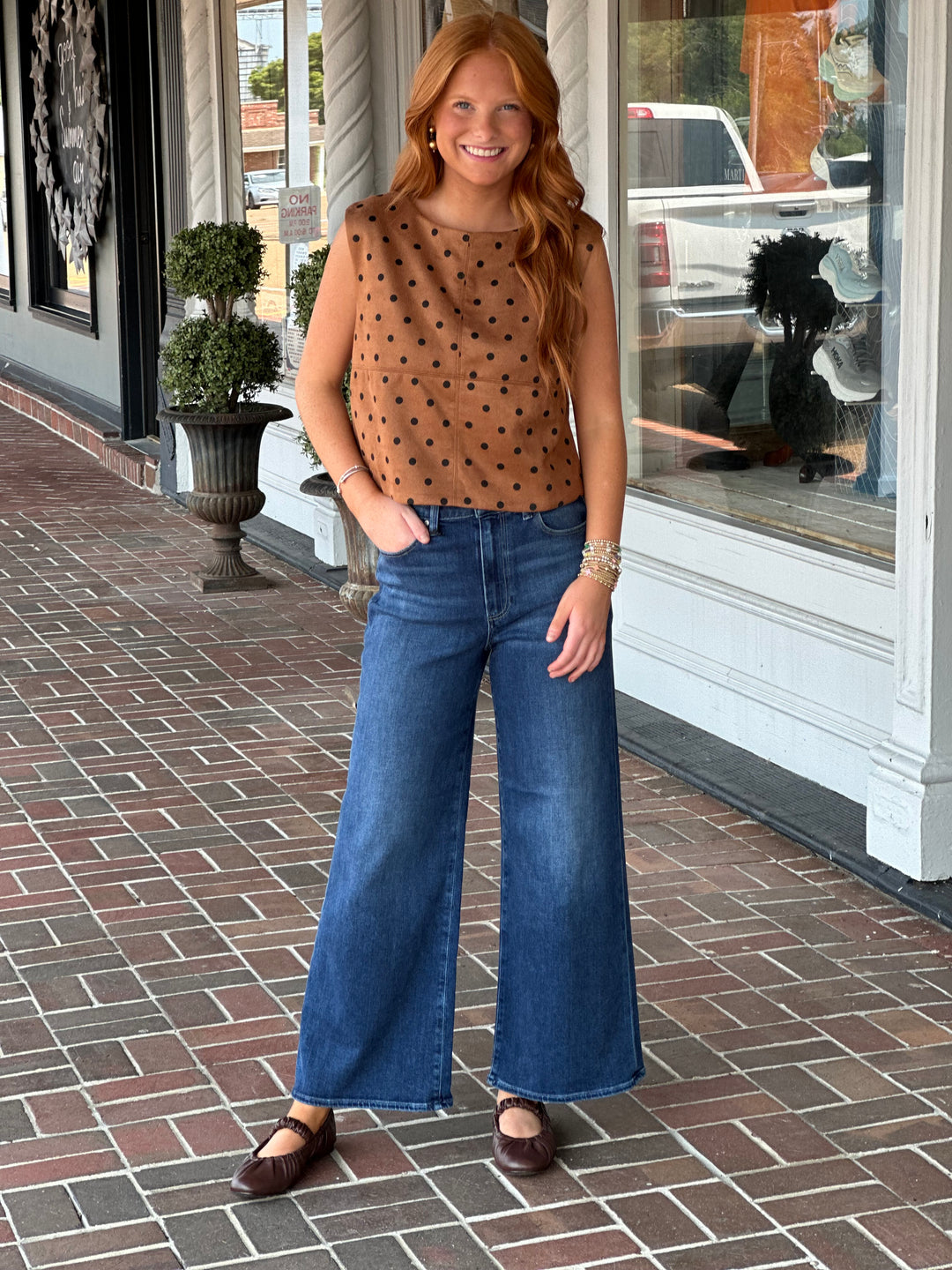Twist Of Fate Sleeveless Polka Dot Top