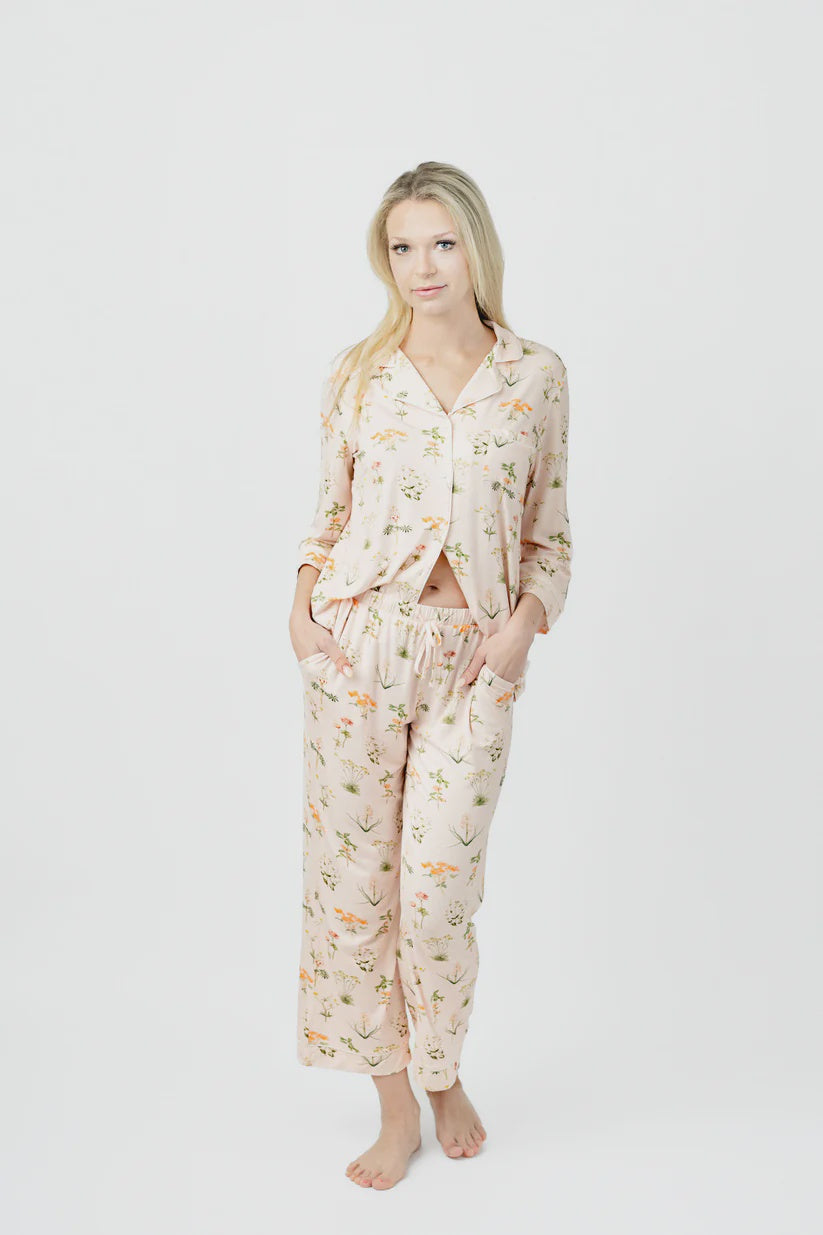 Pastel Sprig Crop PJ Set | Charleston Sleepwear