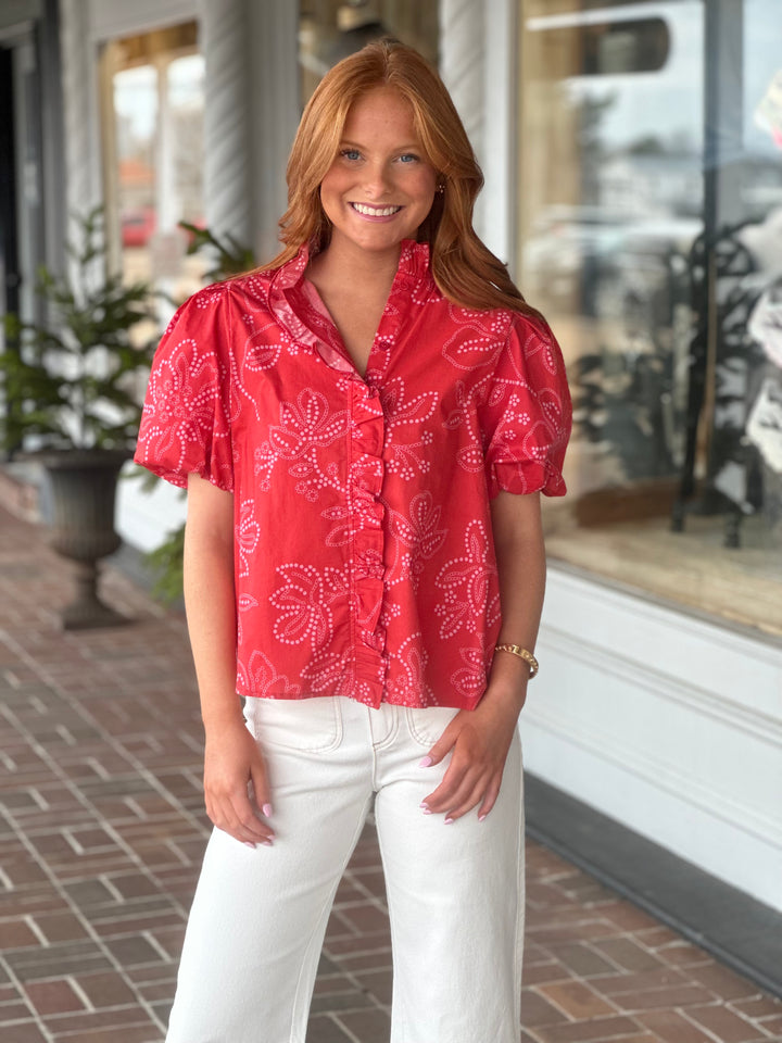 Red Ruffle Top