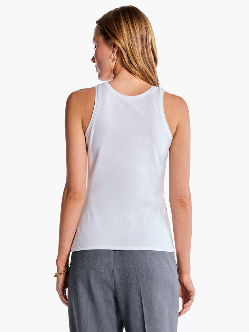 Nic + Zoe High Neck Perfect Tee in Paper White