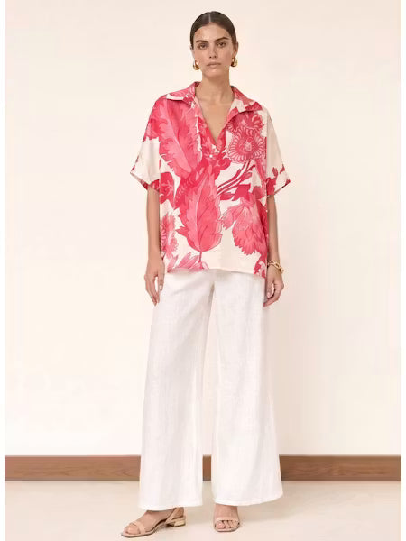Sofia Farrah Top in Hibiscus Coral