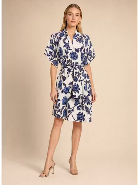 Sofia Marjorie Mini Dress in Indigo Chrysanthemum