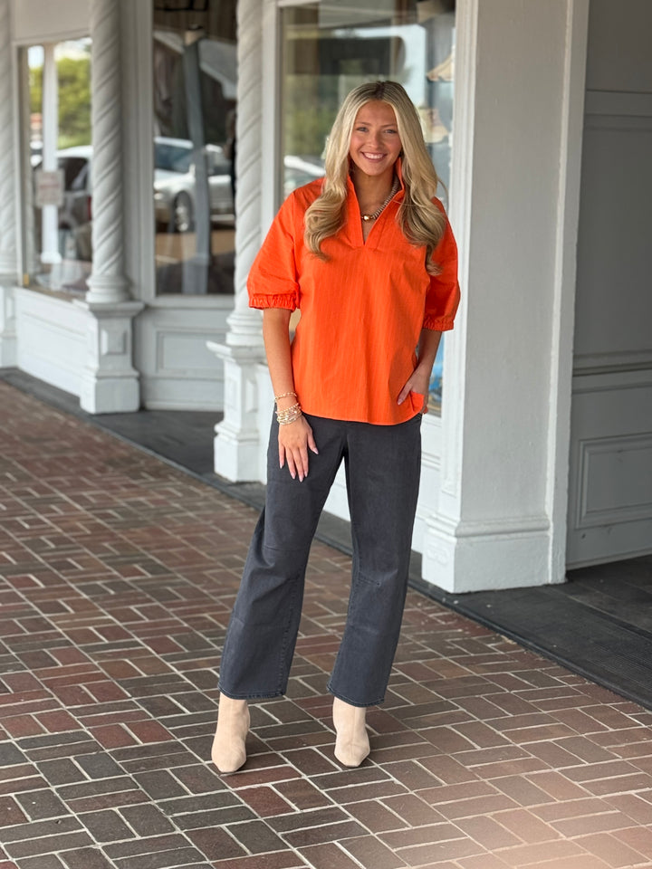 Sloan Orange Drop Shoulder Top