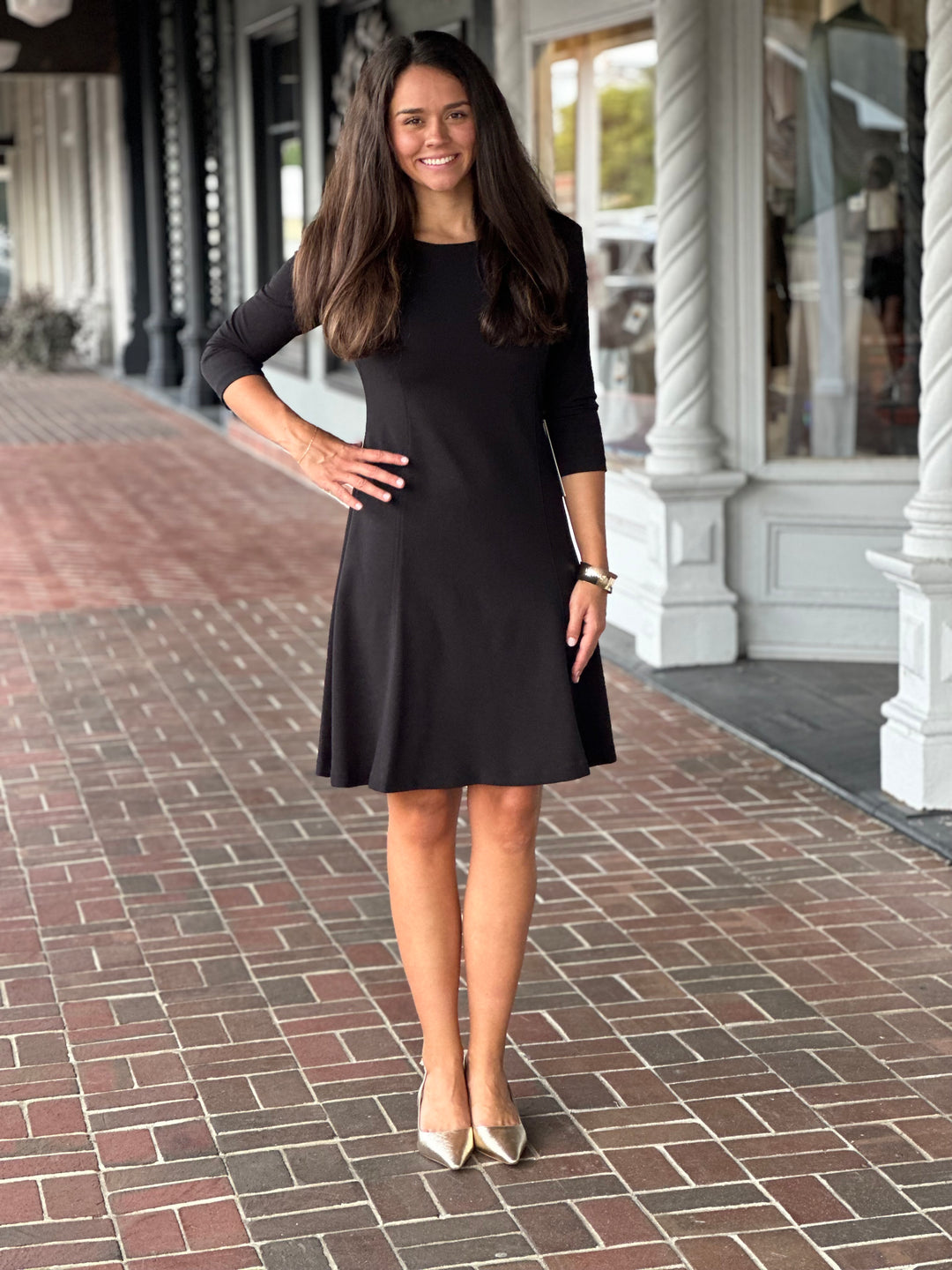 Perre Classic Scoop Neck Zip Dress in Black