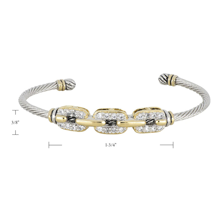 John Medeiros Celebration Petite Pavé Triple Link Wire Cuff Bracelet