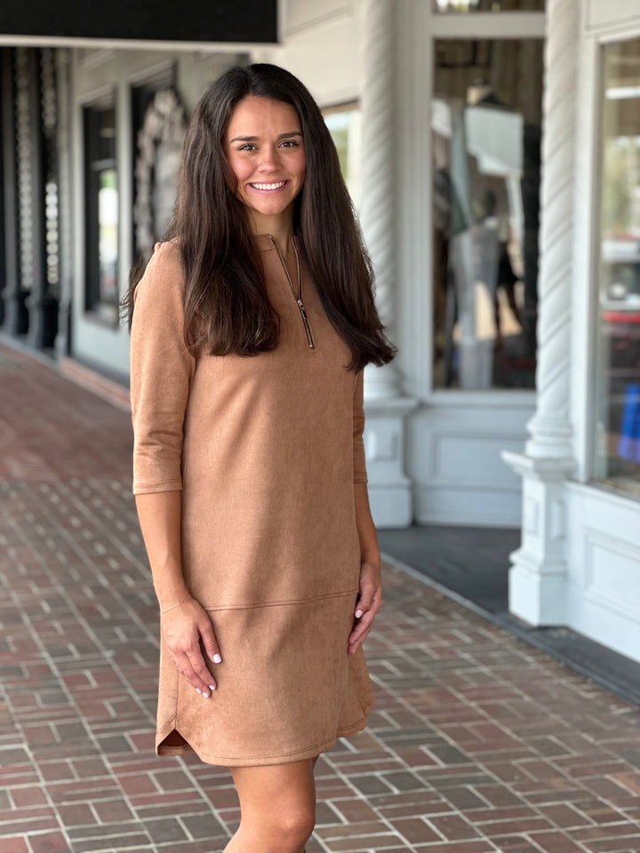 Perre Mocha Suede Quarter Sleeve Dress