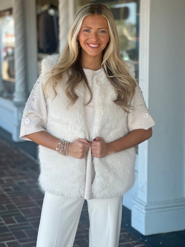 Dylan Ava Faux Fur Vest in Soft White