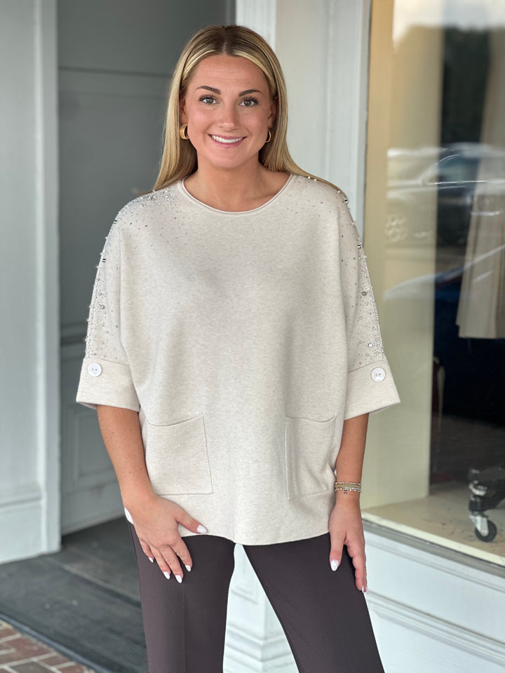 Nikky Apparels Cream Sequin Detail Sweater