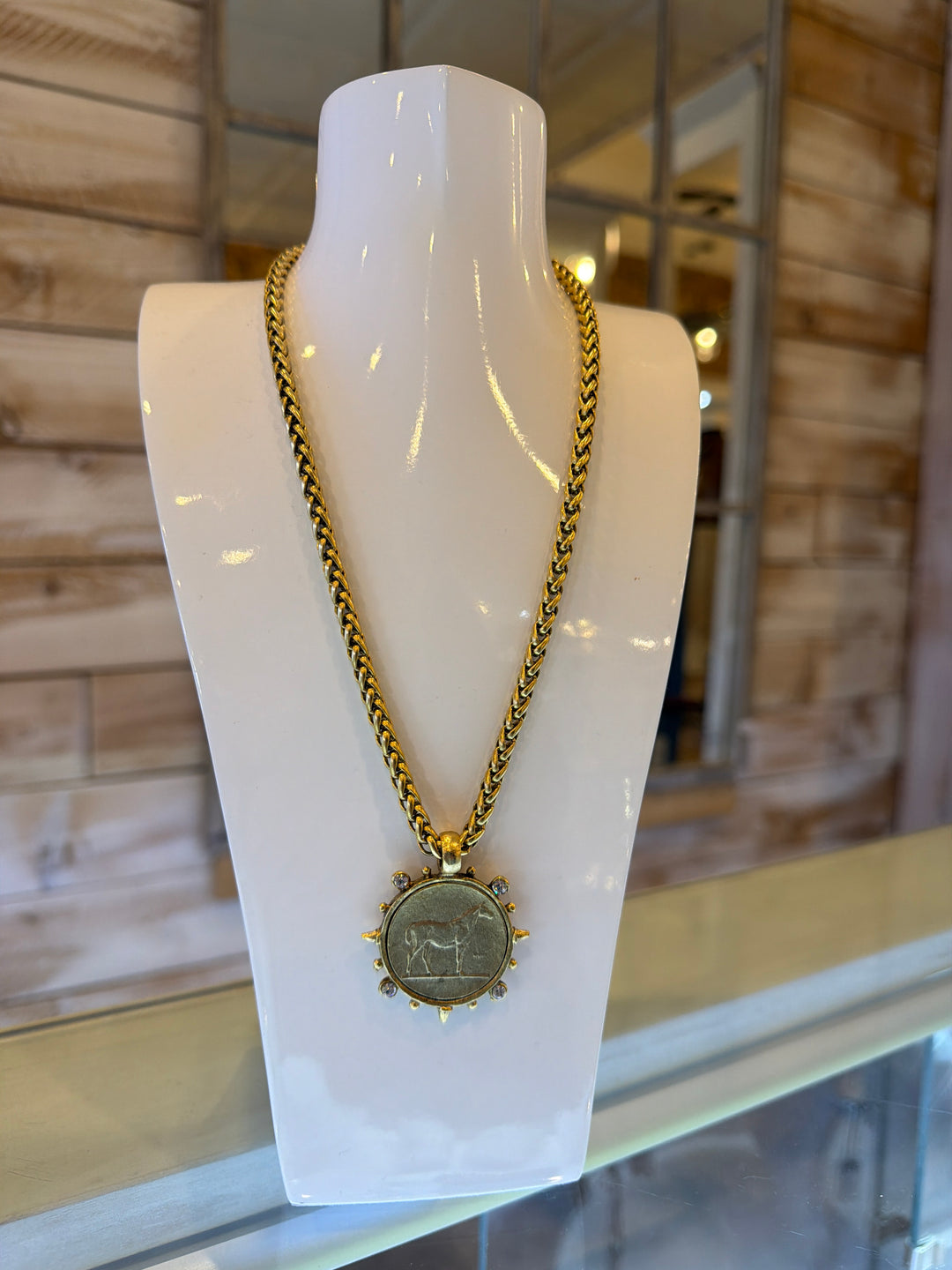 Vintage Courage Equestrian Gold Necklace