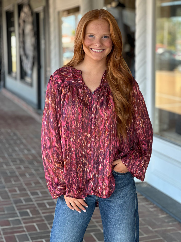 Dear John Alessia Top in Pomegranate