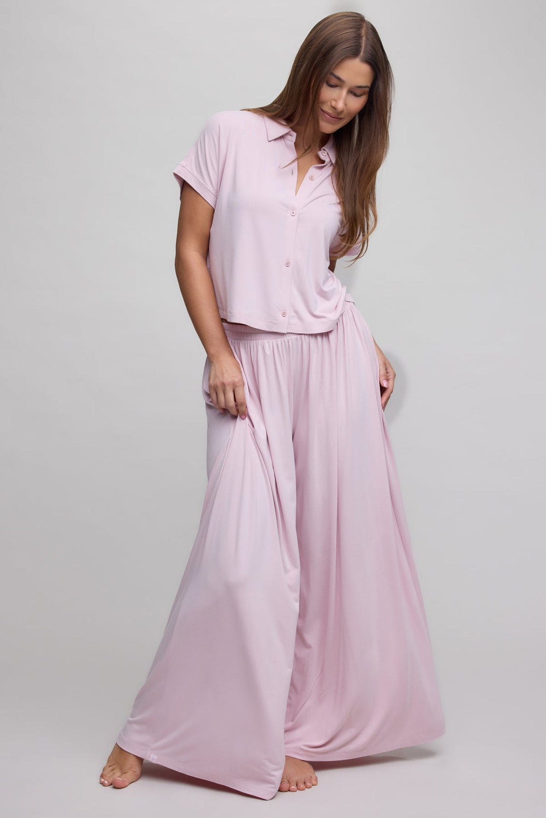Barefoot Dreams Ultra Soft Jersey Sleep Set in Petal