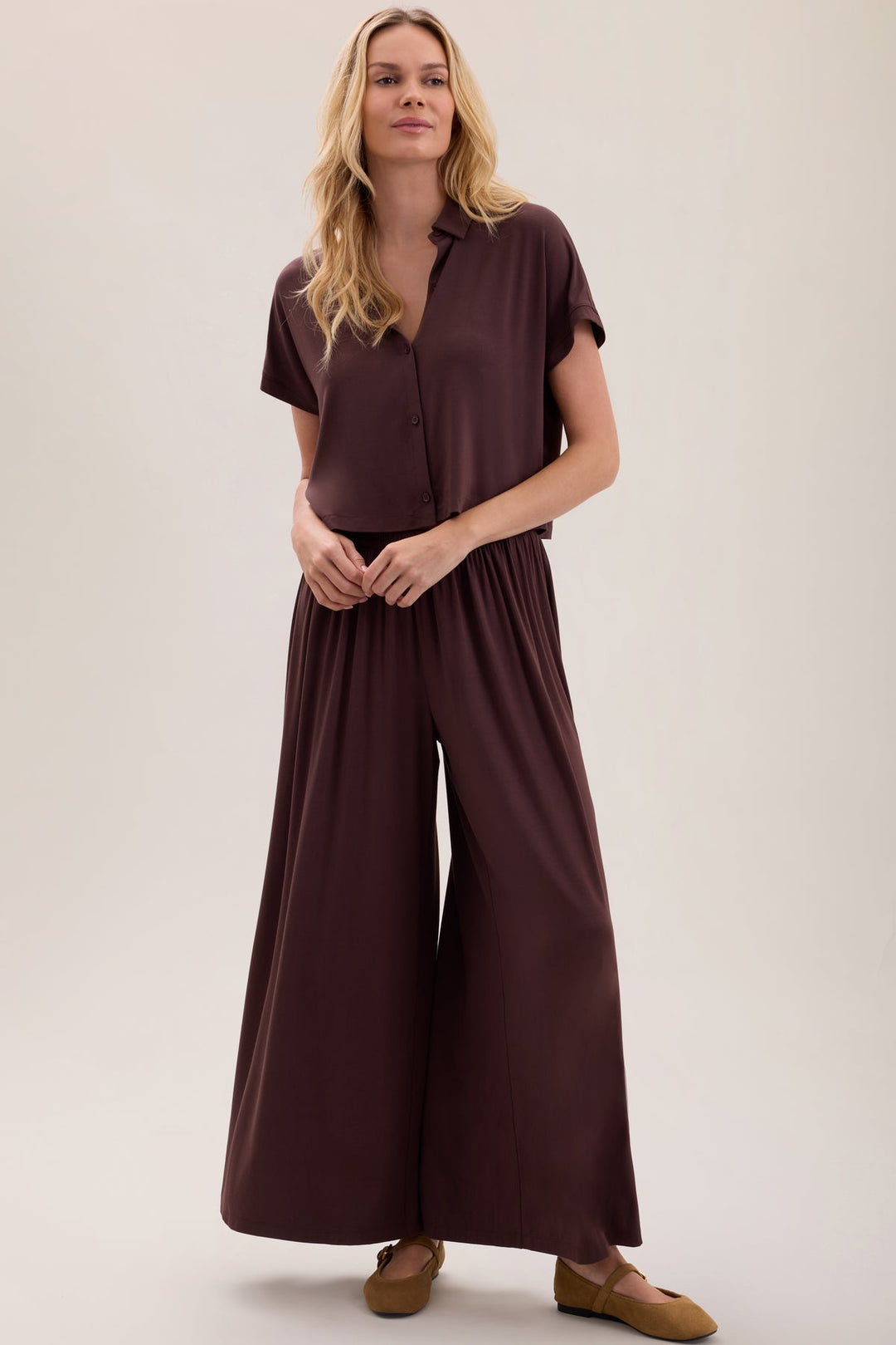 Barefoot Dreams Ultra Soft Jersey Sleep Set in Umber