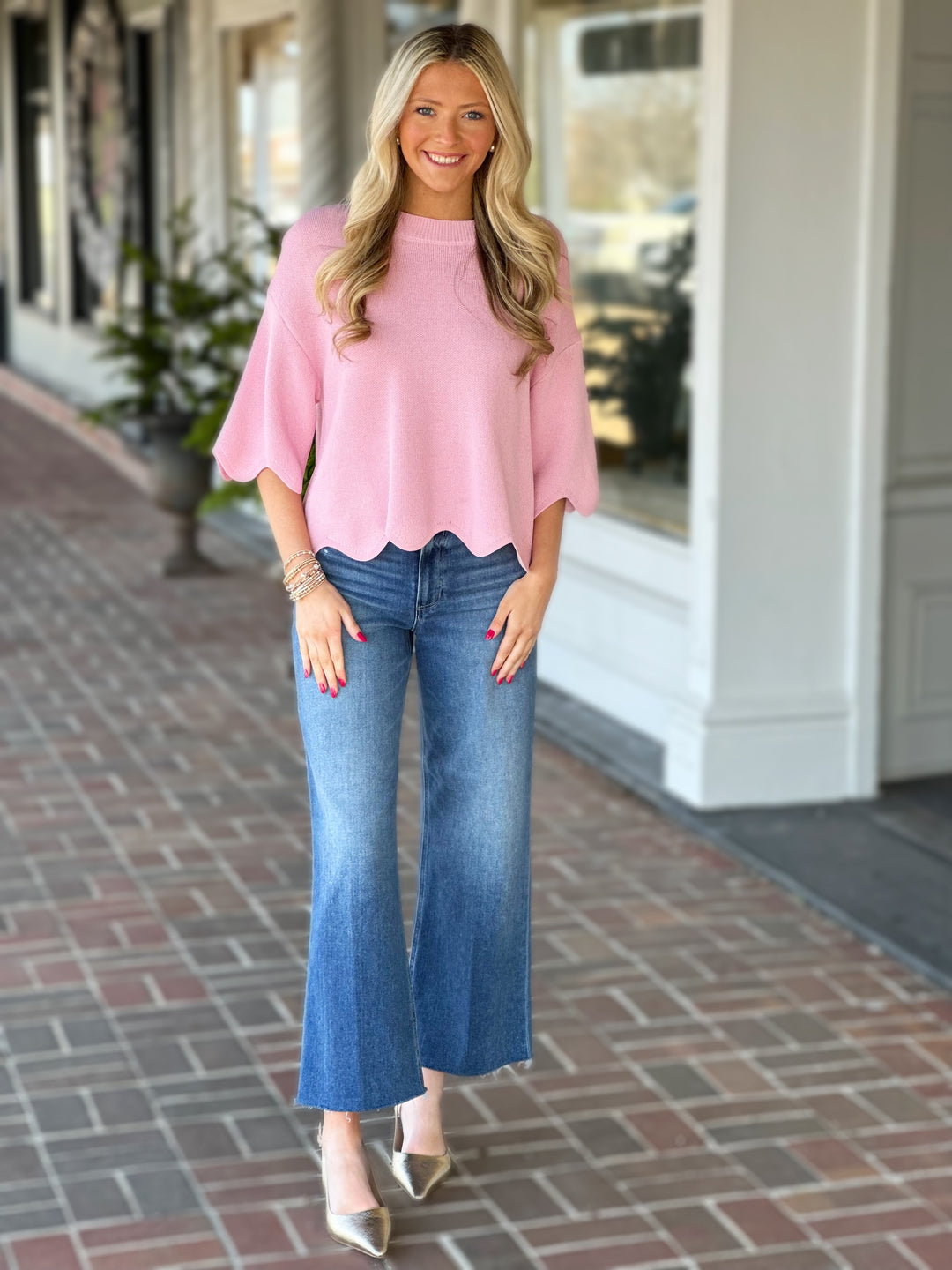 Pink Scallop Hem Top