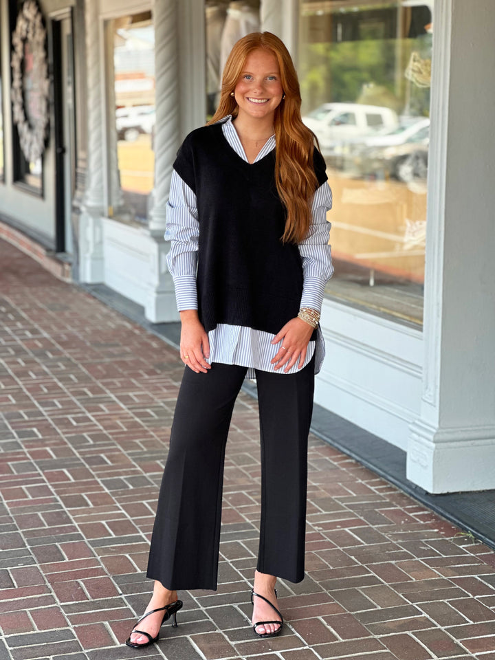 On The Move Black Stripe Sweater