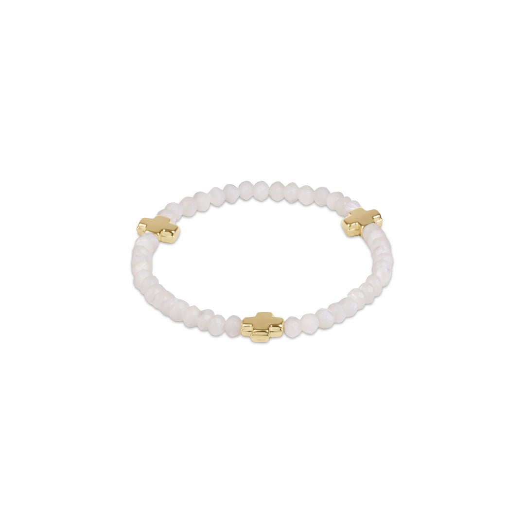 Enewton Extends Signature Cross Gold 4mm Gemstone Bracelet - Mother Of Pearl