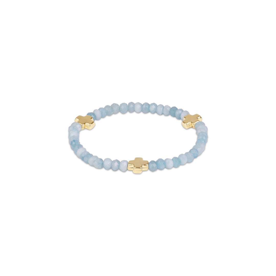Enewton Signature Cross Gold 4mm Gemstone Bracelet - Aquamarine