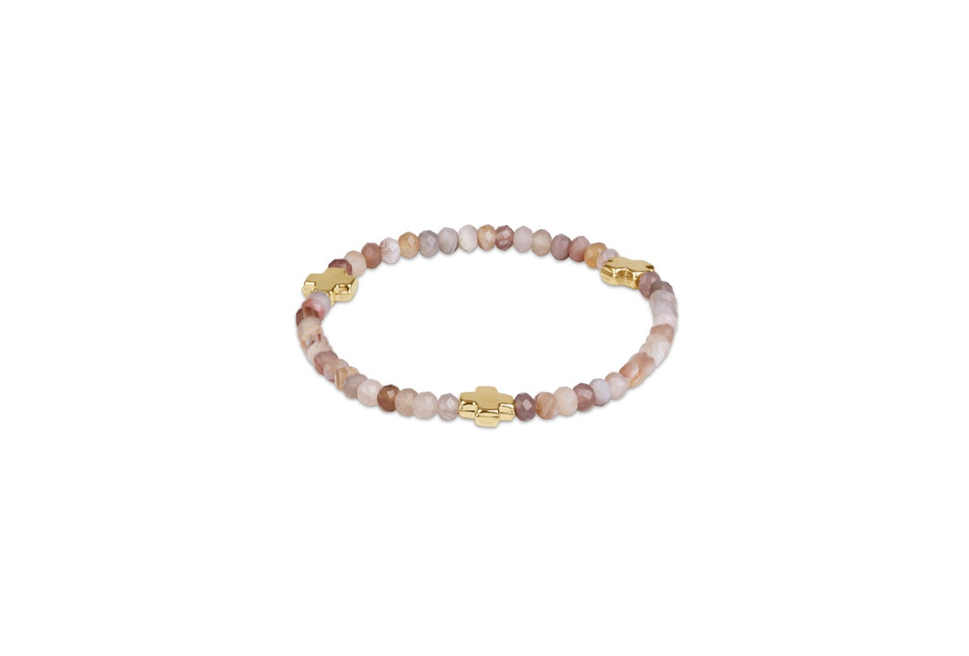 Enewton Signature Cross Gold 4mm Gemstone Bracelet - Botswana Agate