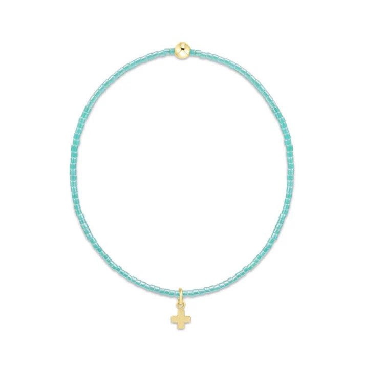 enewton 6.25" Hope Classic Bracelet Signature Cross Small Gold Charm in Sea Glass