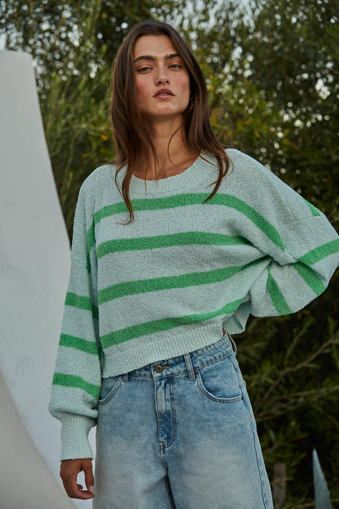 Rowan Striped Mint Green Sweater Top