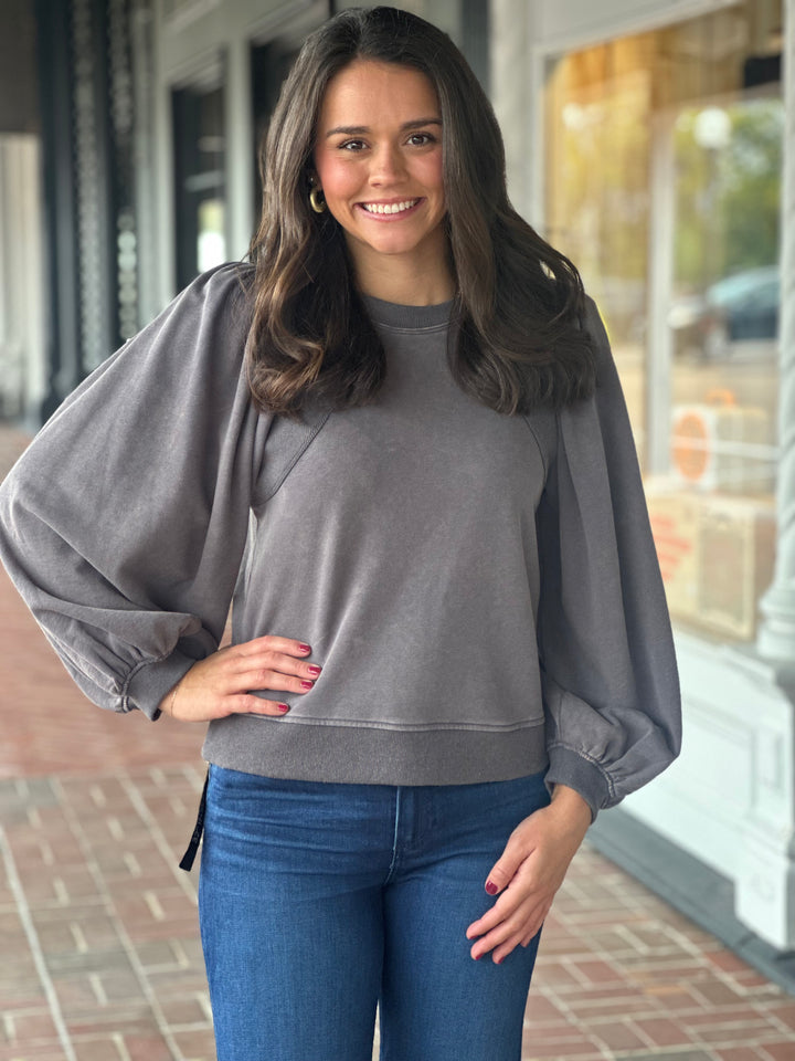 Count On Me Top in Charcoal