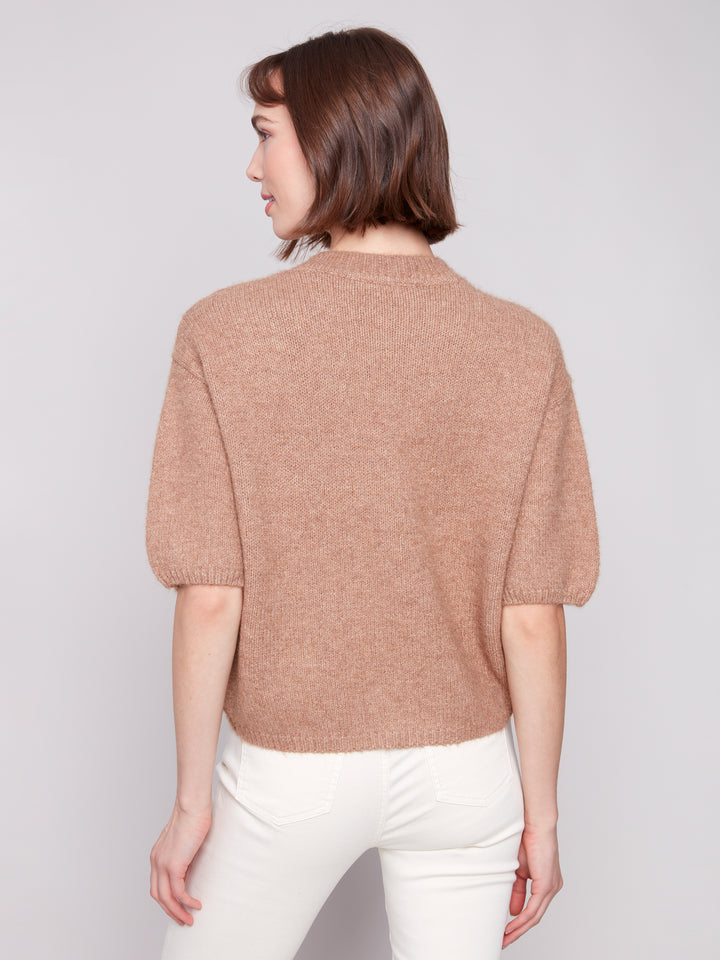 Charlie B Balloon Sleeve Sweater in Sesame