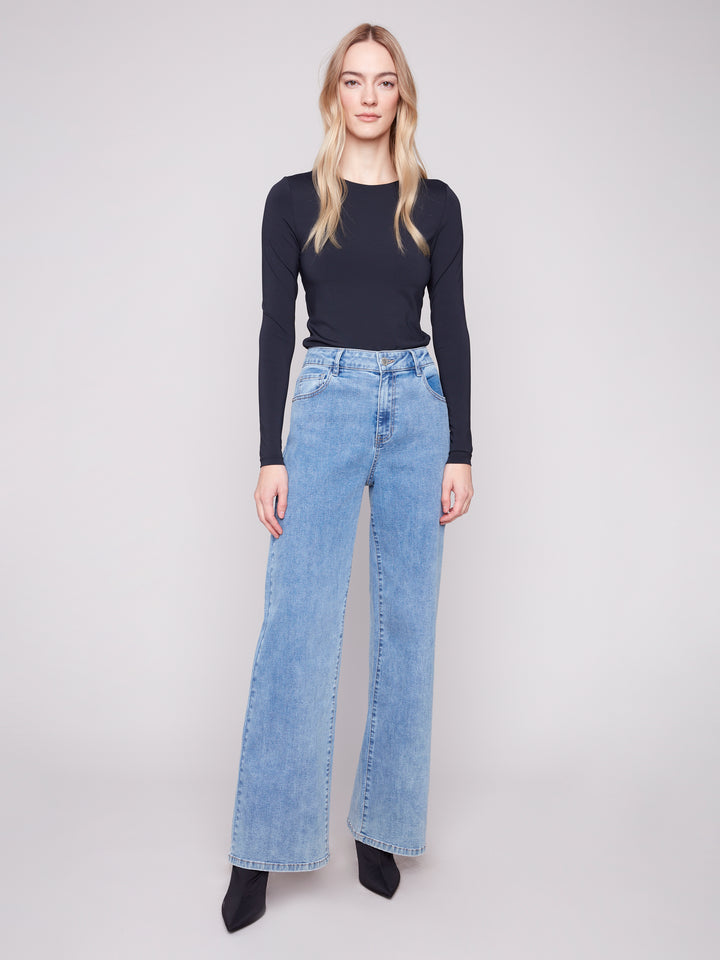 Charlie B Chloe Wide Leg Jeans in Light Blue