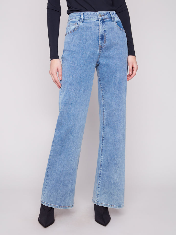 Charlie B Chloe Wide Leg Jeans in Light Blue