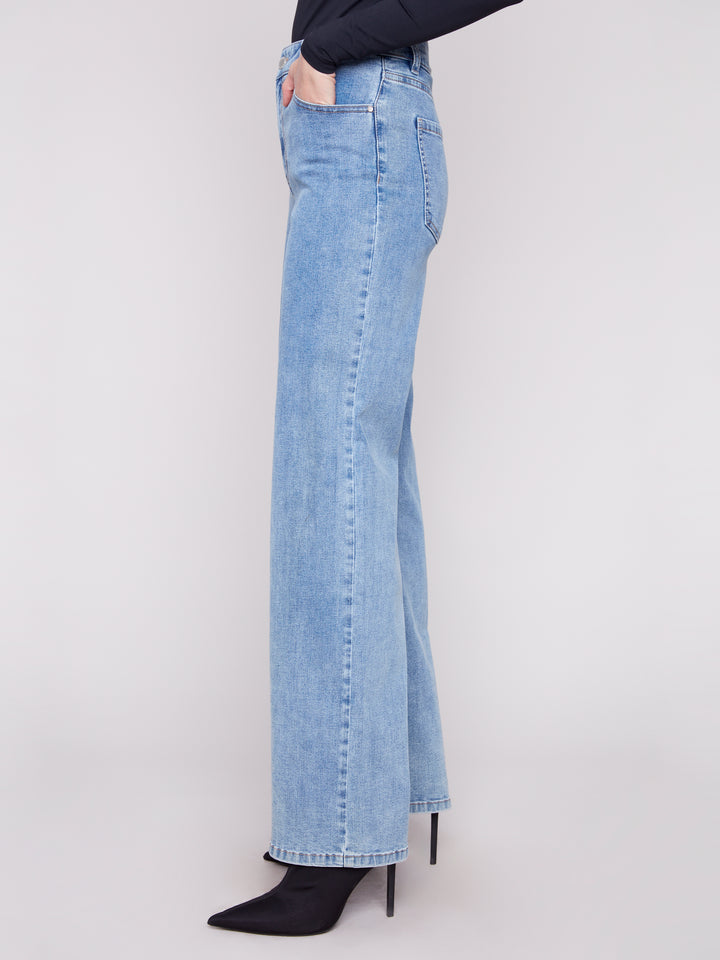 Charlie B Chloe Wide Leg Jeans in Light Blue