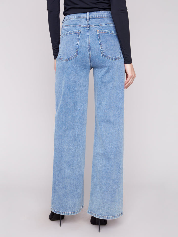 Charlie B Chloe Wide Leg Jeans in Light Blue