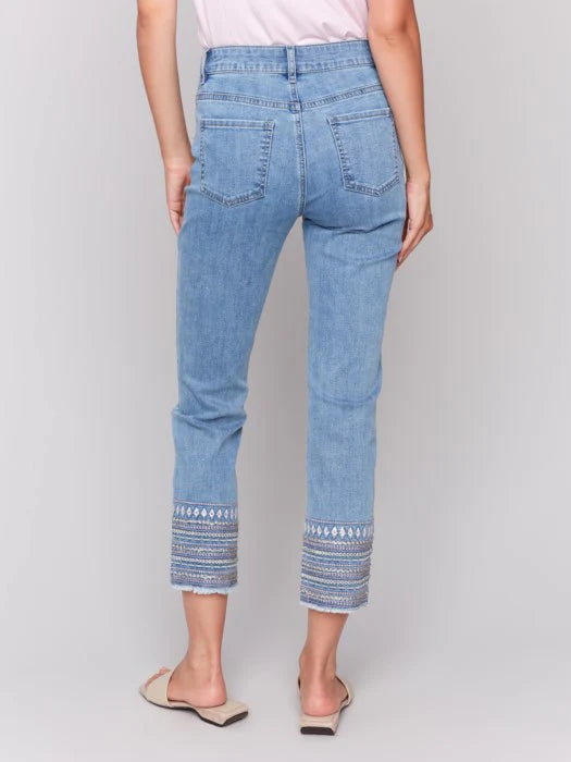 Charlie B Embroidery Cuff Denim Jean