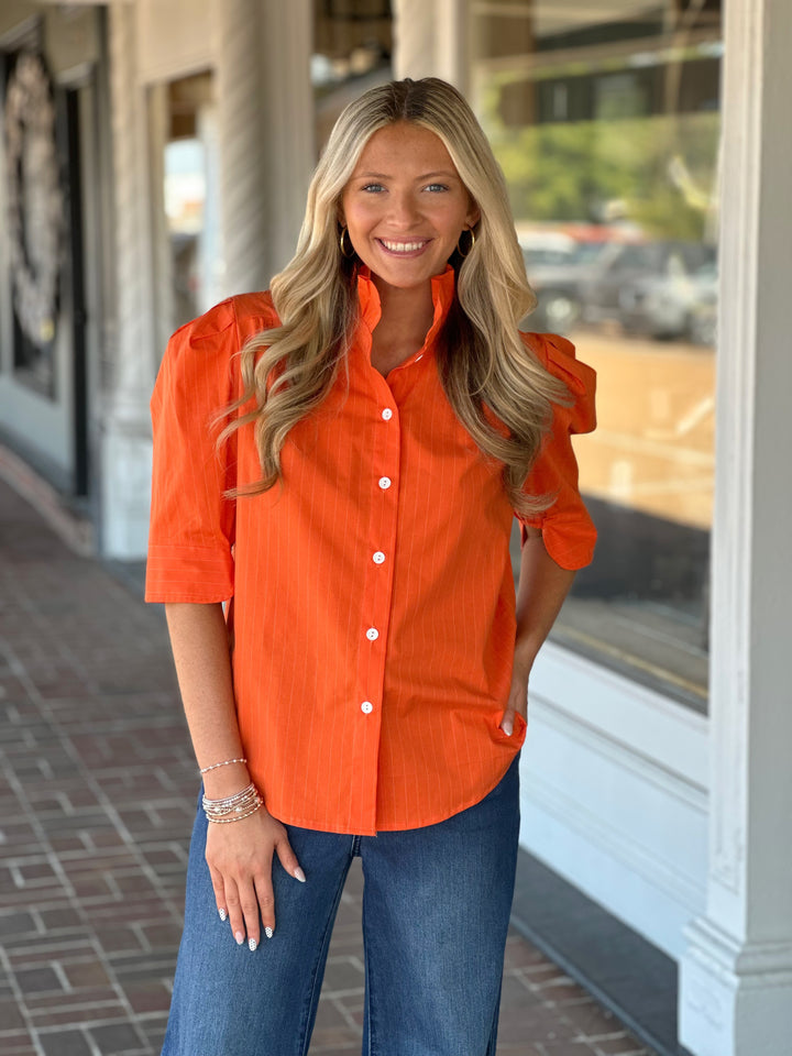 Jodie Ruffle Collar Puff Sleeve Shirt