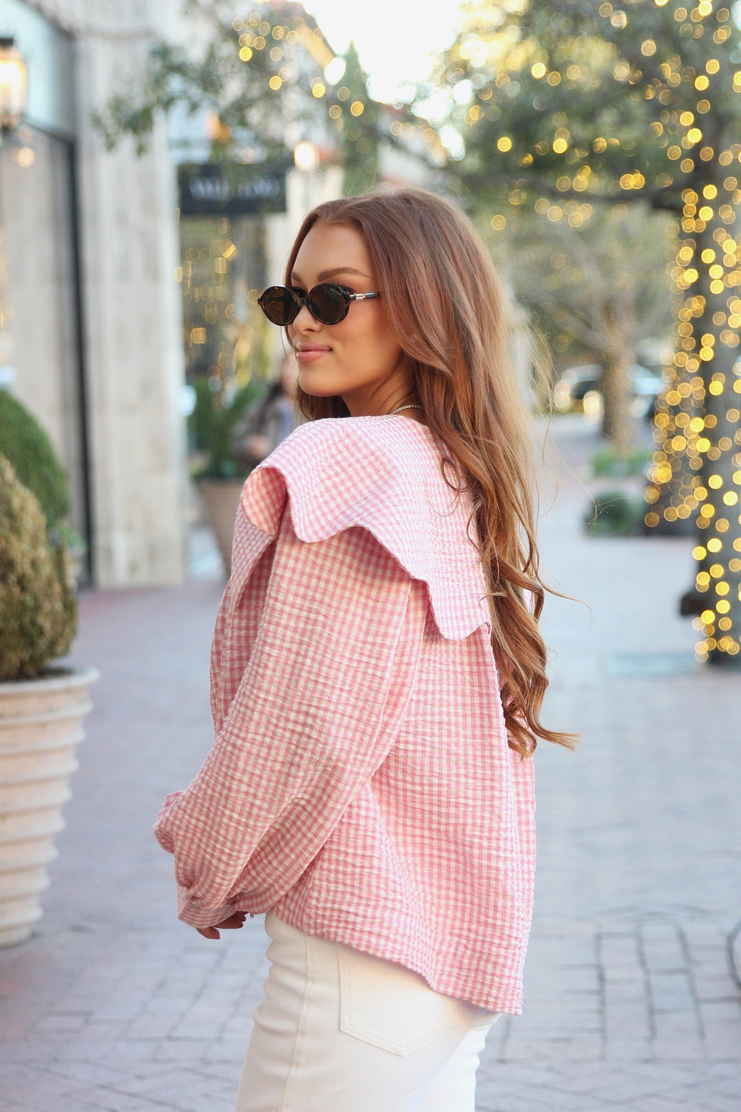 Pink Peter Pan Collar Top