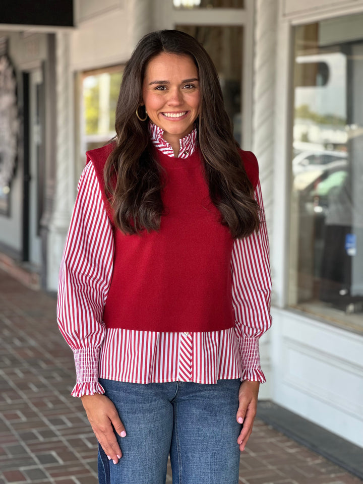 Solid Cap Sleeve Sweater in Wine